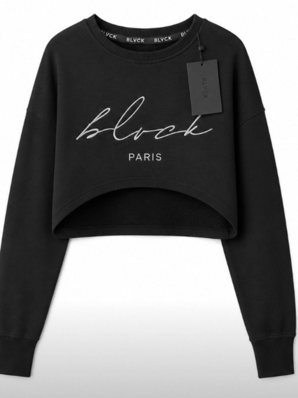 Paris Women's Black Cropped Logo Sweatshirt